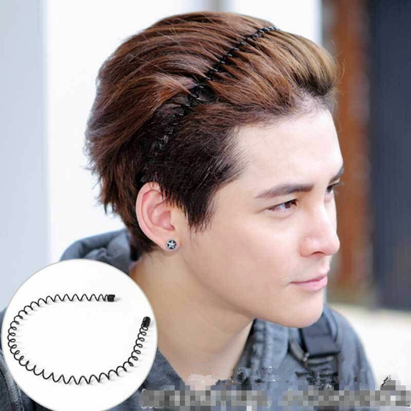 unisex männer Frauen Sport Welle Haar Band Metall Schwarz Hairband Stirnband Haarreif: E
