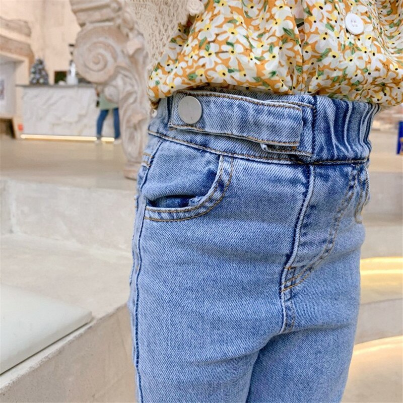2-7T Toddler Kid Baby Girl Clothes Jeans primaverili per ragazza pantaloni in Denim elasticizzato a vita alta pantaloni eleganti da neonato Streetwear