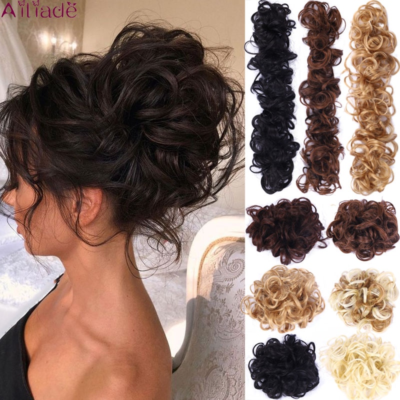 AILIADE moño de extensiones de pelo sintético moño rizado Twining Donut moño para el cabello pieza de cabello o Scrunchie cabello recogido pelo