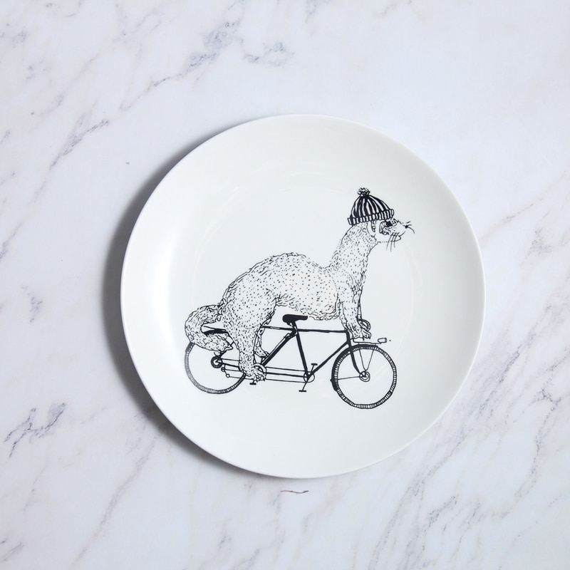 Ceramic 8 Inch Cartoon Plate 4 Patterns Available Simple Dish Dinner Plates Porcelain Dishes Sushi plate Rice Noodle Dinnerware