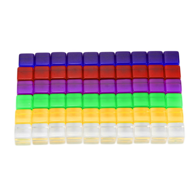 60 pcs Dados Transparentes de Acrílico Cubo Jogo de Tabuleiro Diversão DIY e Dados de Ensino 2019 NOVO #4A03