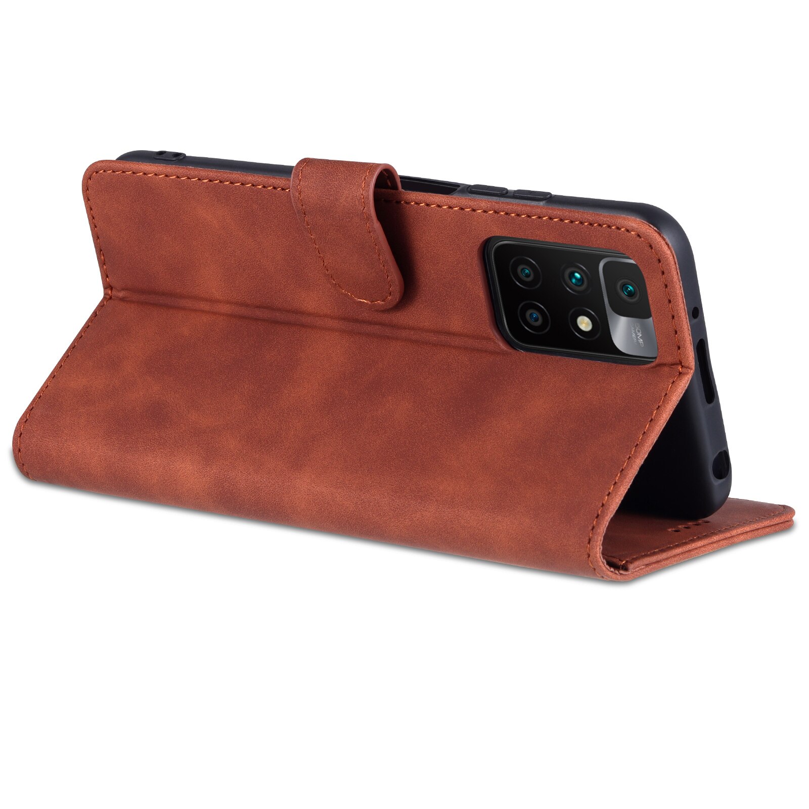 Flip Cover Ingericht Case Voor Xiaomi Redmi 10 Pu Lederen Telefoon Tassen Case Beschermende Holster Met Sluiten Band azns