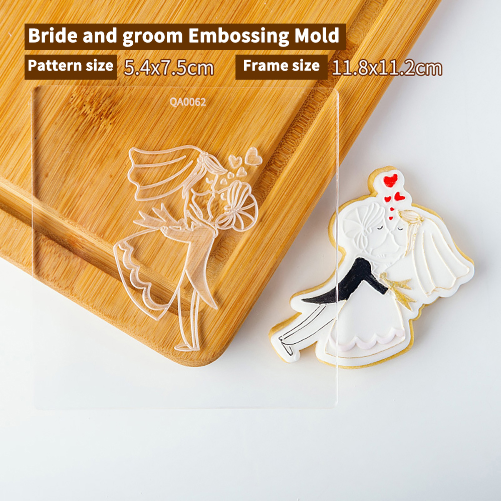 Cortadores de émbolo de galletas de cumpleaños para novio de boda, molde de pastel de Fondant, herramientas de decoración de pasteles de Sugarcraft, sello de galletas: Naranja