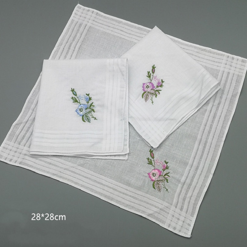 Universele borduren zakdoek vrouwen katoen zakdoeken mannen katoen 100% 3 stks/set