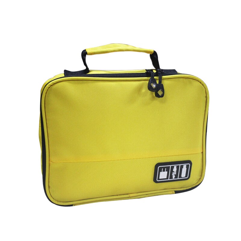 Travel Digital Gadget Storage Bag USB Cable Drives Plugs Earphone Organizer Case HB88: Yellow