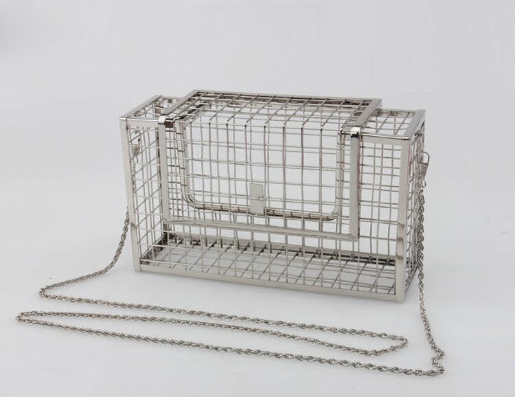 Einzigartige persönlichkeit hohl metall käfige Party Kupplung abend tasche schulter tasche damen handtasche Bote taschen geldbörse: silber-