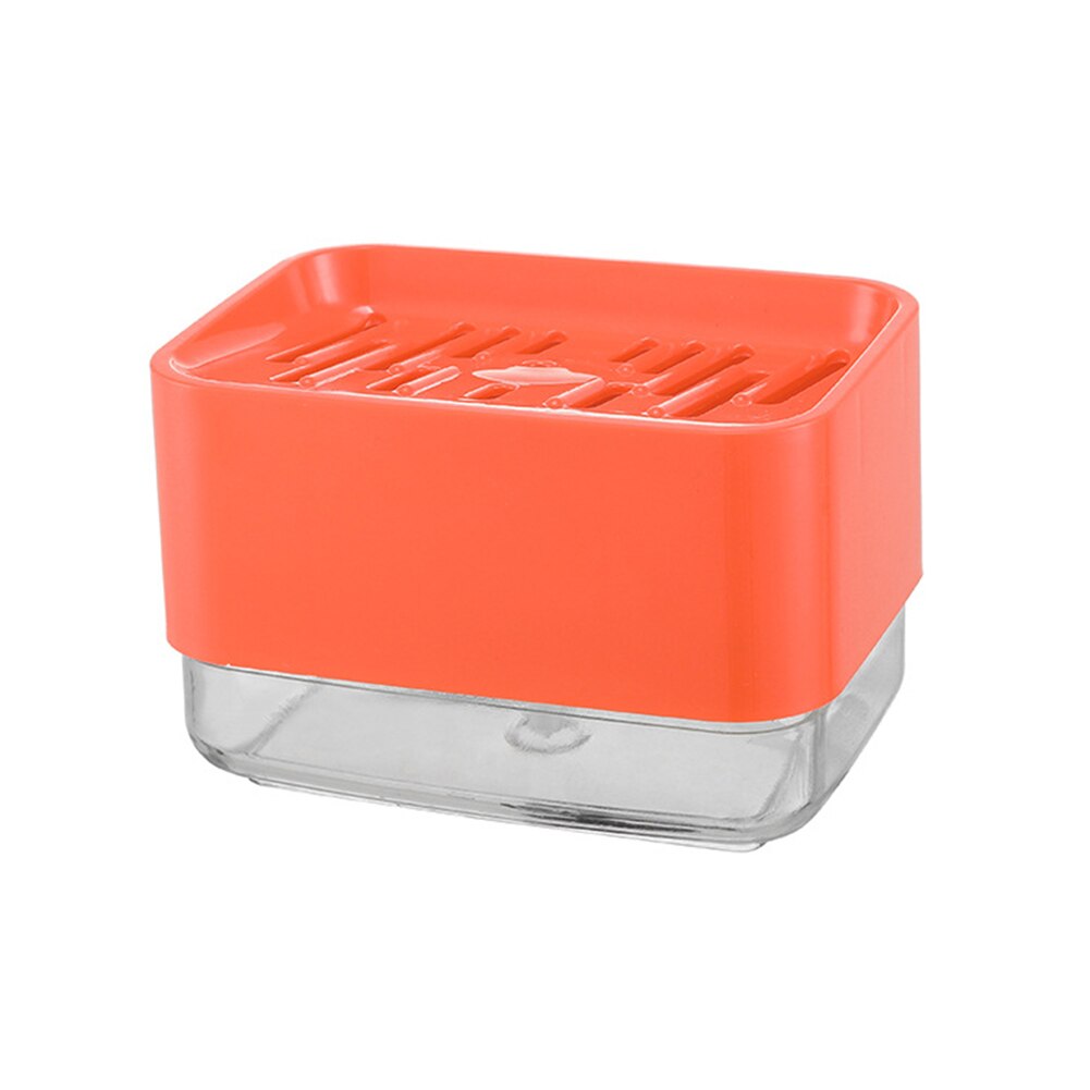 2 In 1 Compact Soap Dispenser Detachable Liquid Hand Pump Storage Organizer Dish Washing Kitchen Sink Sponge Holder Tidy: Red
