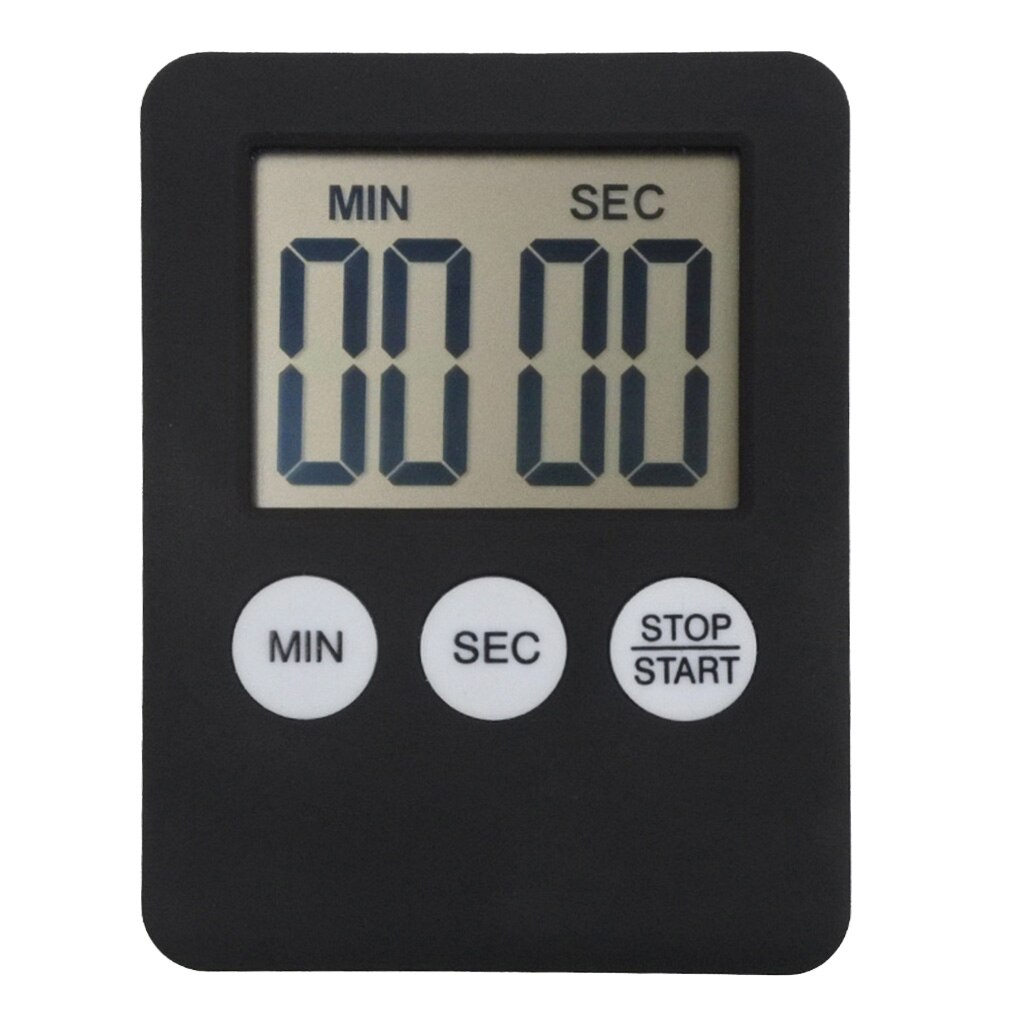Kitchen Timer Super Thin LCD Digital Screen Cooking Count-Down Up Magnetic Clock Alarm Bar Accessories Sleeping Sport Work Tool: Black