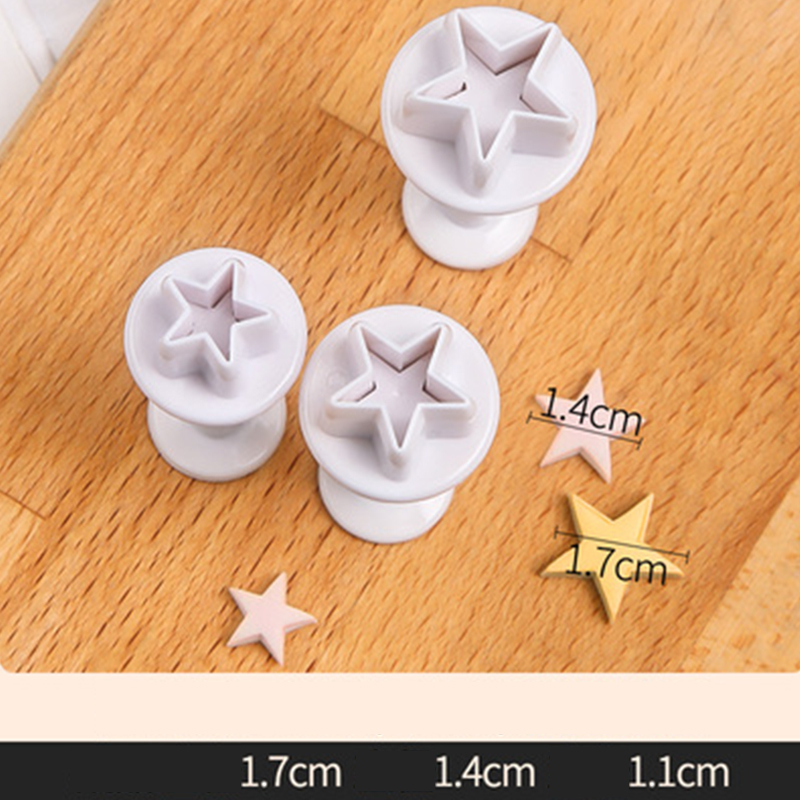 3 Stks/set Sneeuwvlok Fondant Cake Decorating Plunger Sugarcraft Cutter Mold Gereedschap Kerst Cake Decorating Gereedschap: Five-pointed star