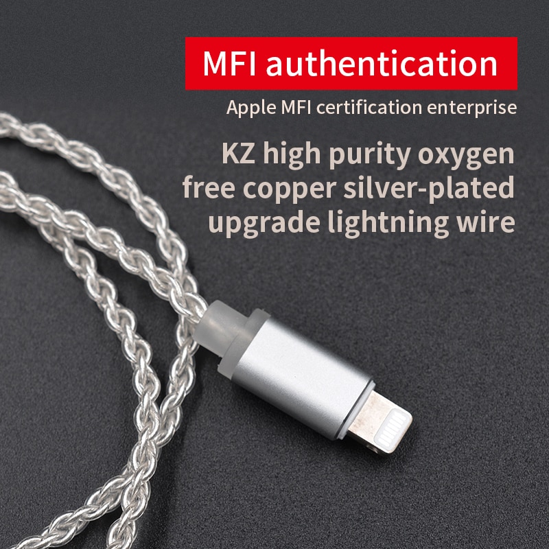 AK KZ Lighting Dock Cable 2Pin/MMCX Connector Plated Silver Cable For KZ ZS5/ZS6/AS16/ED16/ZST/ES4/AS12/ZS10/AS10/ZSN Pro/ZSX