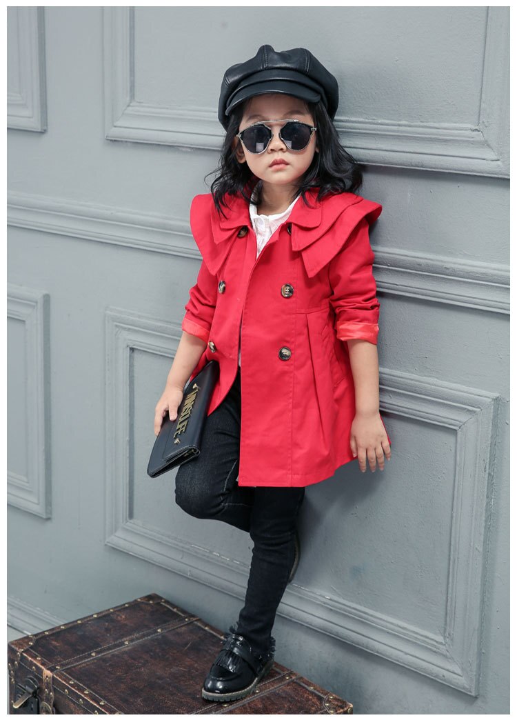 Children's spring and autumn windbreaker jacket children's solid color double-breasted cotton was thin windbreaker jacket: style 2 / 6T