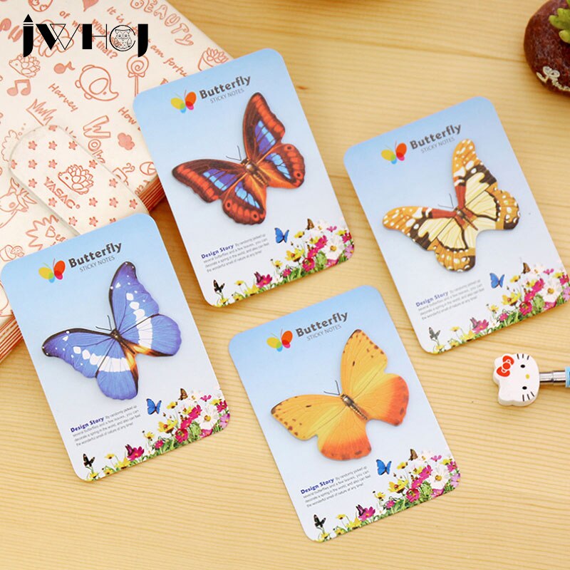 4 stk/partij Kleurrijke vlinder Decor sticker pad papier sticky notes post notepad memo briefpapier papeleria school kantoorbenodigdheden