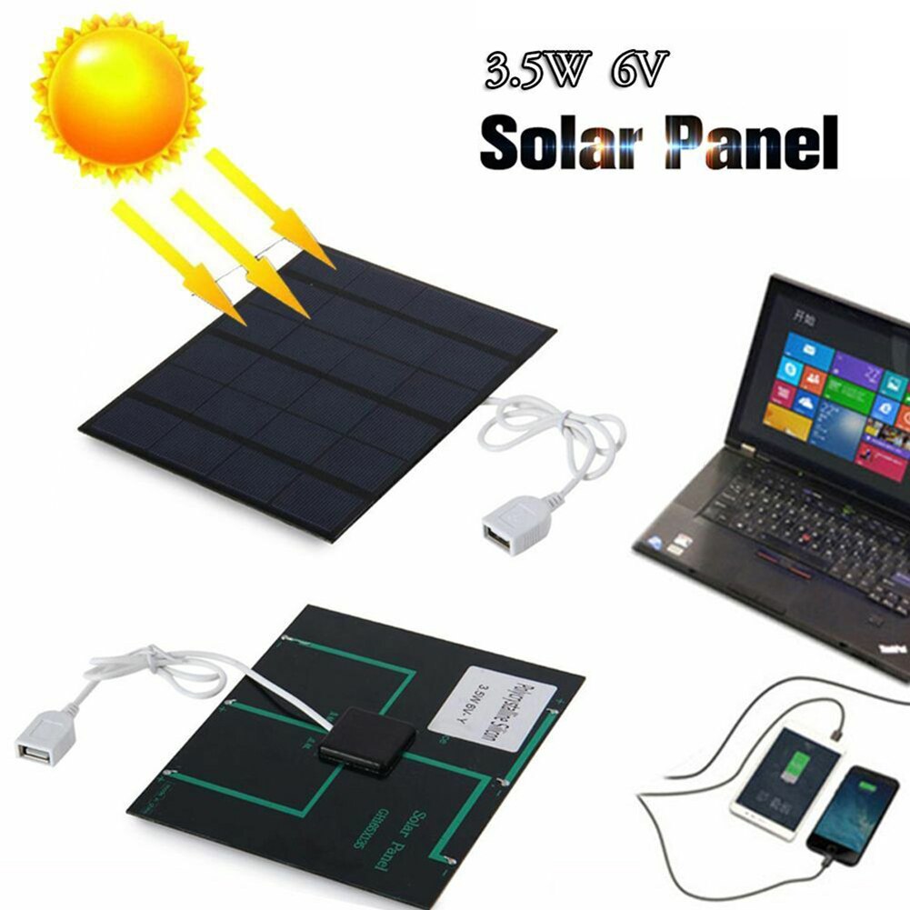 Solar Panel System Charger 3.5W 6V Charging for Mobile Phone Power Bank Camping 165x135x2mm--M25