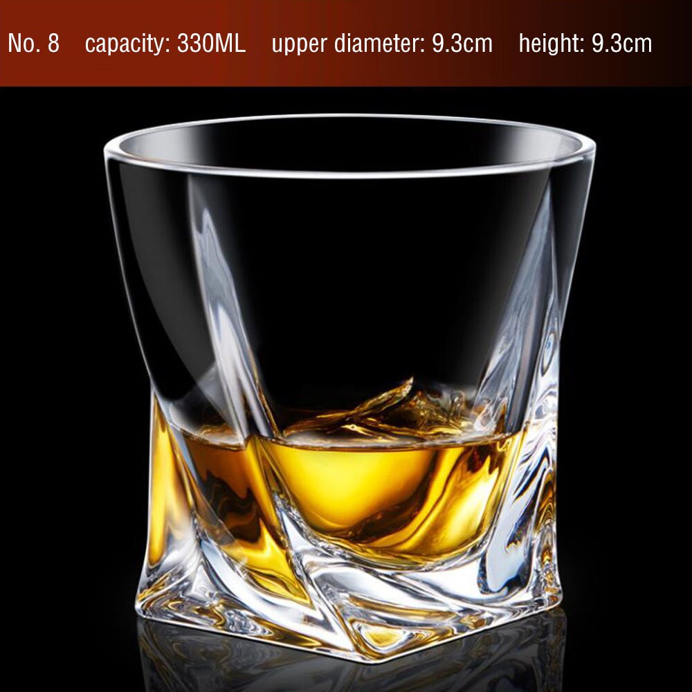 Transparent Whiskey Crystal Wine Glass Lead-free Heat Resistant Beer Brandy Vodka Containers Multi Pattern Drinkware Bar Bottle: H