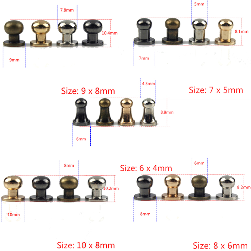 10Sets Multi Maten Massief Messing Riem Zak Schroef Klinknagel Knop Ronde Knop Schroef In Knop Studs Leren Craft Accessoires levert