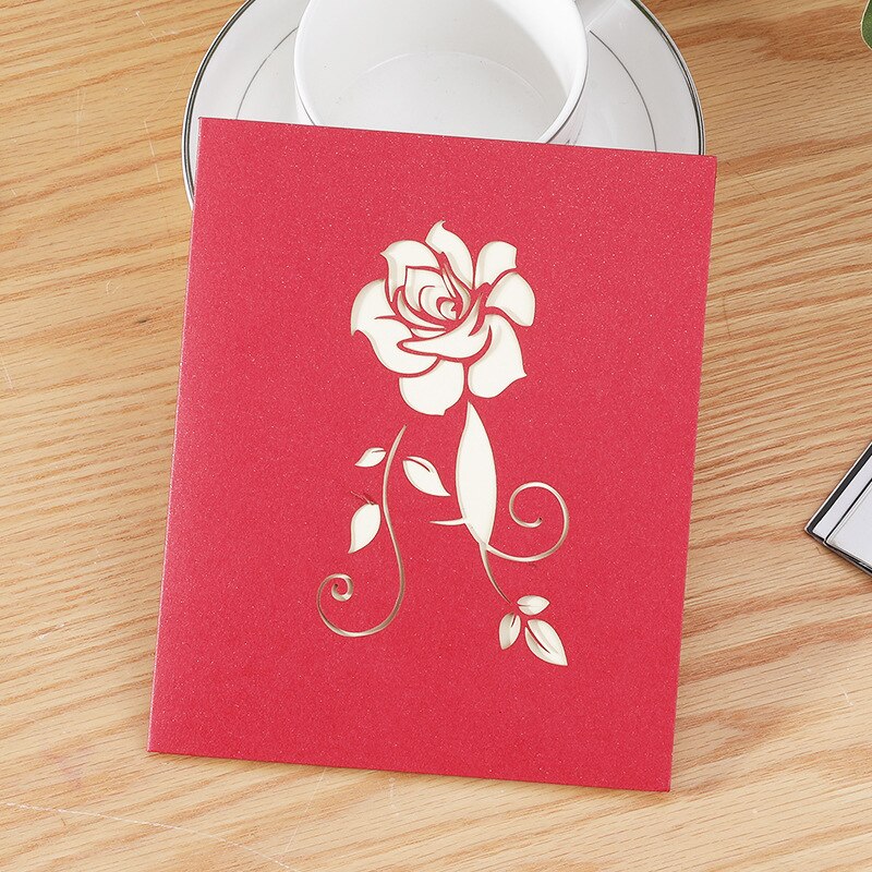 Valentine's Day Romantic Confession 3D Rose Greeting Cards Wedding Marriage Invitation Card Card