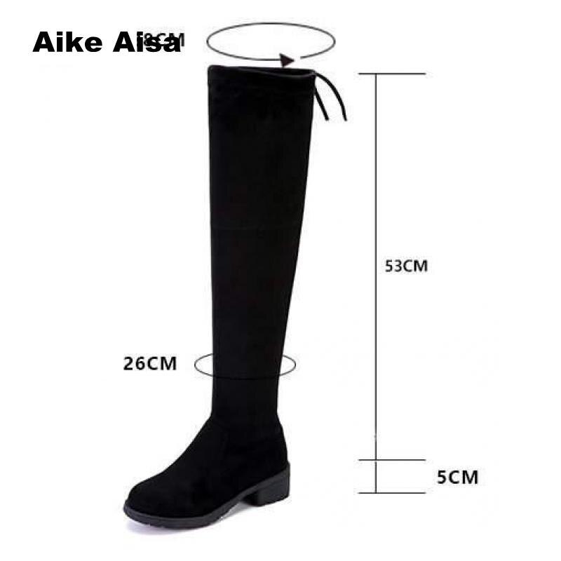 Size 35-41 Winter Over The Knee Boots Women Stretch Fabric Thigh High Sexy Woman Flat Shoes Long Bota Feminina Fast Y9