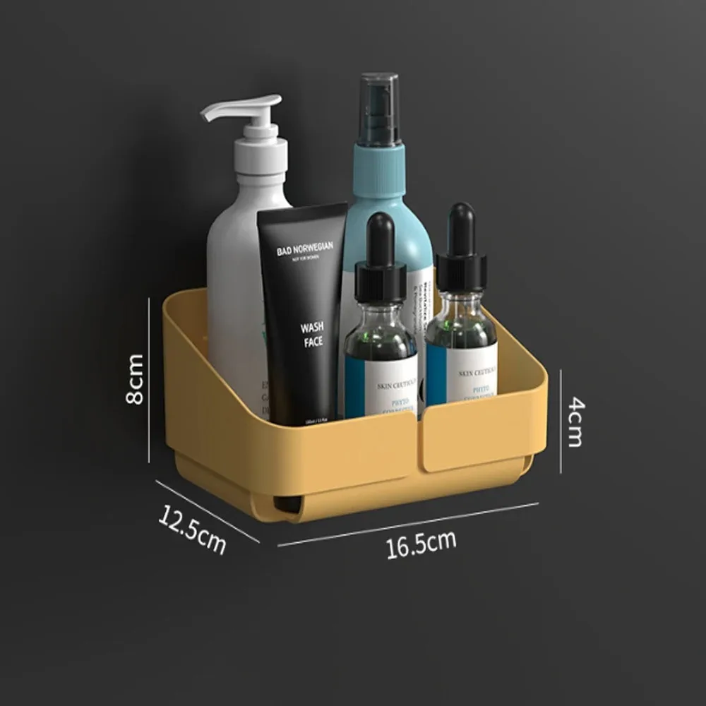 Badeværelse køkken bekvemmelighedsstativ hylde makeup opbevaringsorganisator kosmetik shampoo rack bruser hylde væg krydderirække uden boring: Lysegrå