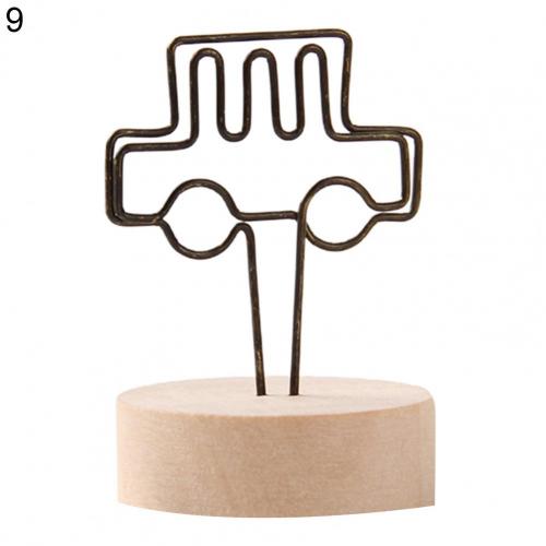 Lightweight Durable Metal Photo Clips Wooden Base Photo Holder Compact for Dorm: 9