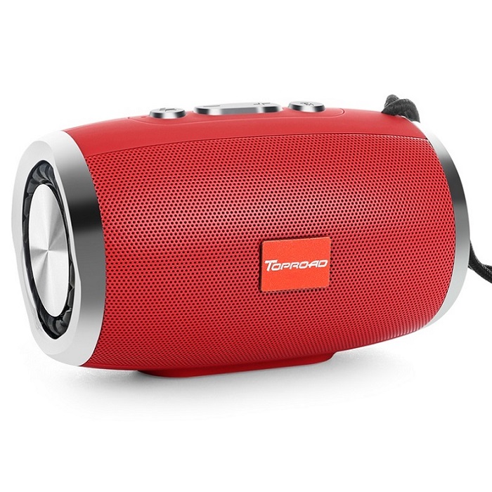 TOPROAD Portable Bluetooth Speaker Draadloze Kolom Stereo Speakers Ondersteuning TF FM Radio Mic AUX Luidspreker voor Computer Telefoon: RED speaker