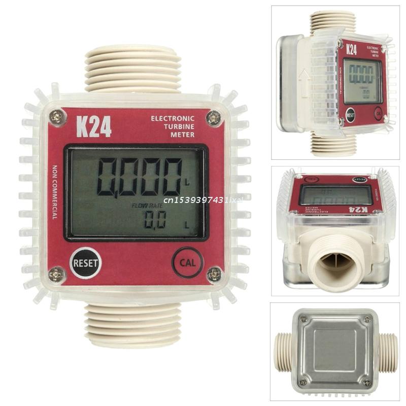 K24 Digital LCD Turbine Fuel Flow Tester Flow Meter for Chemicals Water Sea Liquid Flow Meter Measuring Tools
