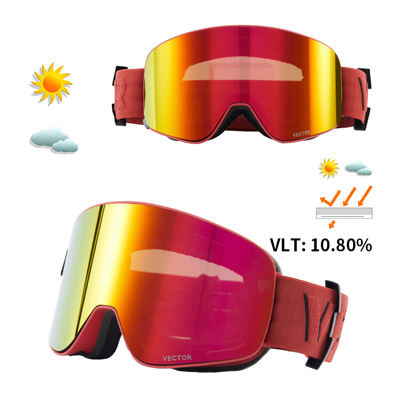 VECTOR Ski-Gafas de esquí de doble capa UV400, con protección UV antiniebla, gafas de esquí grande, gafas de Snowboard para hombre y mujer