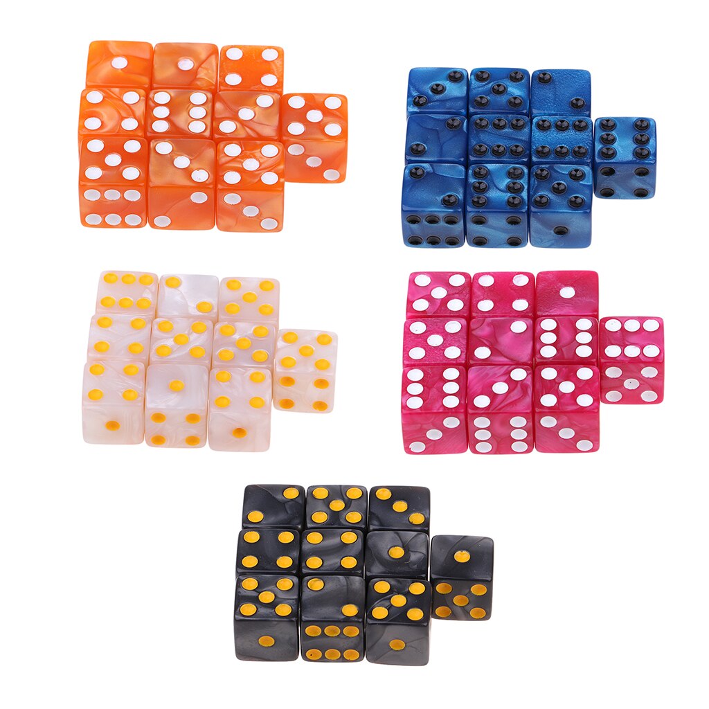 10Pcs 16mm/0.63&#39;&#39; D6 Dices Six Sided Square Dies Toy for Pub Funny Game Accs