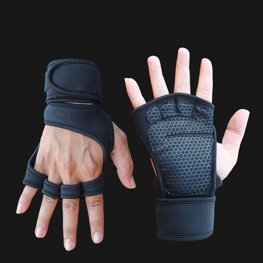 1 Pair Weight Lifting Gloves,Built-in Wrist Wraps Full Palm Protection,Grip Great for Pull Ups Cross Training Fitness Men&Women