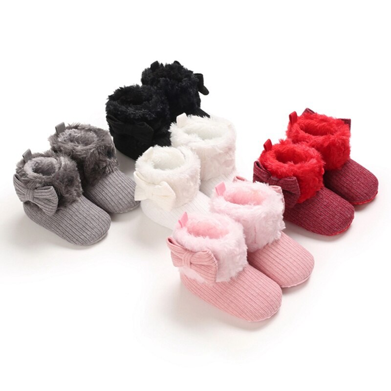 Kids Baby Meisjes Schoenen Soft Sole Bootie Boog Schoenen Winter Warm Sneeuw Boot Schoenen 0-18M
