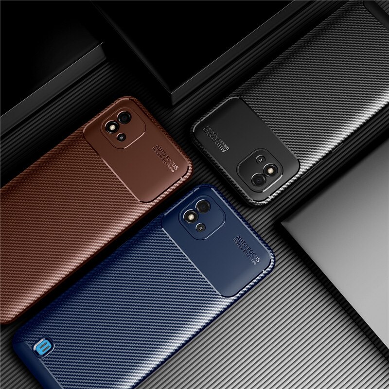 Realmi – Coque de protection antichoc en Silicone, Texture Fiber de carbone, pour Realme C11 ,