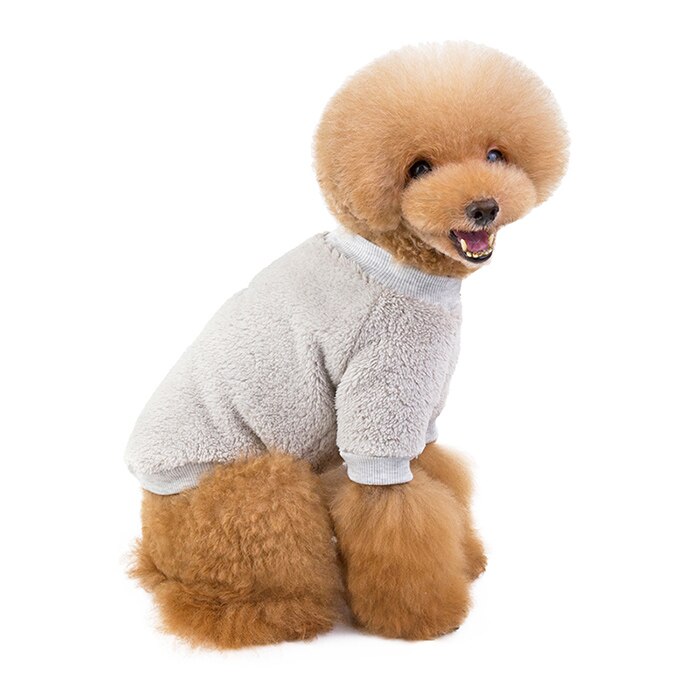 Syksy talvi lemmikki lämpimät koiranvaatteet pienelle koiralle yksinkertainen takki pehmo matala kaulus villakoira chihuahua keskikokoiset pentutarvikkeet: Harmaa / Xxl selän pituus 40cm