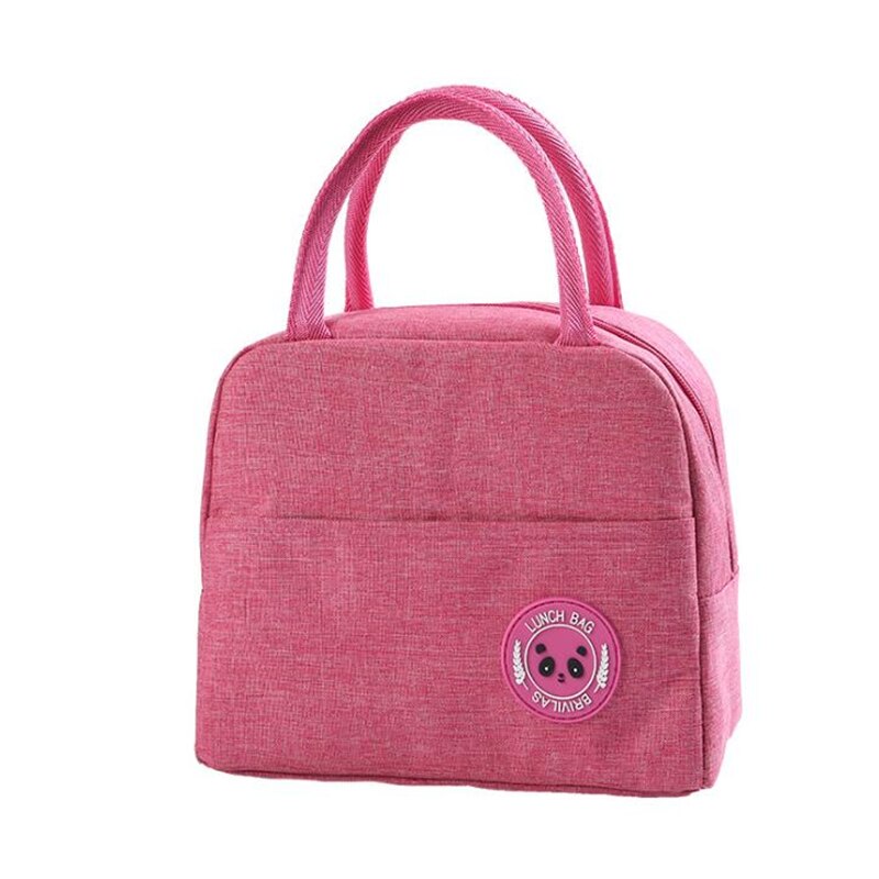 Portable Insulated Oxford Cloth Lunch Bag Thermal Food Picnic Lunch Bags For Women Kids Men Print Lunch Box Bag Tote: Pink D