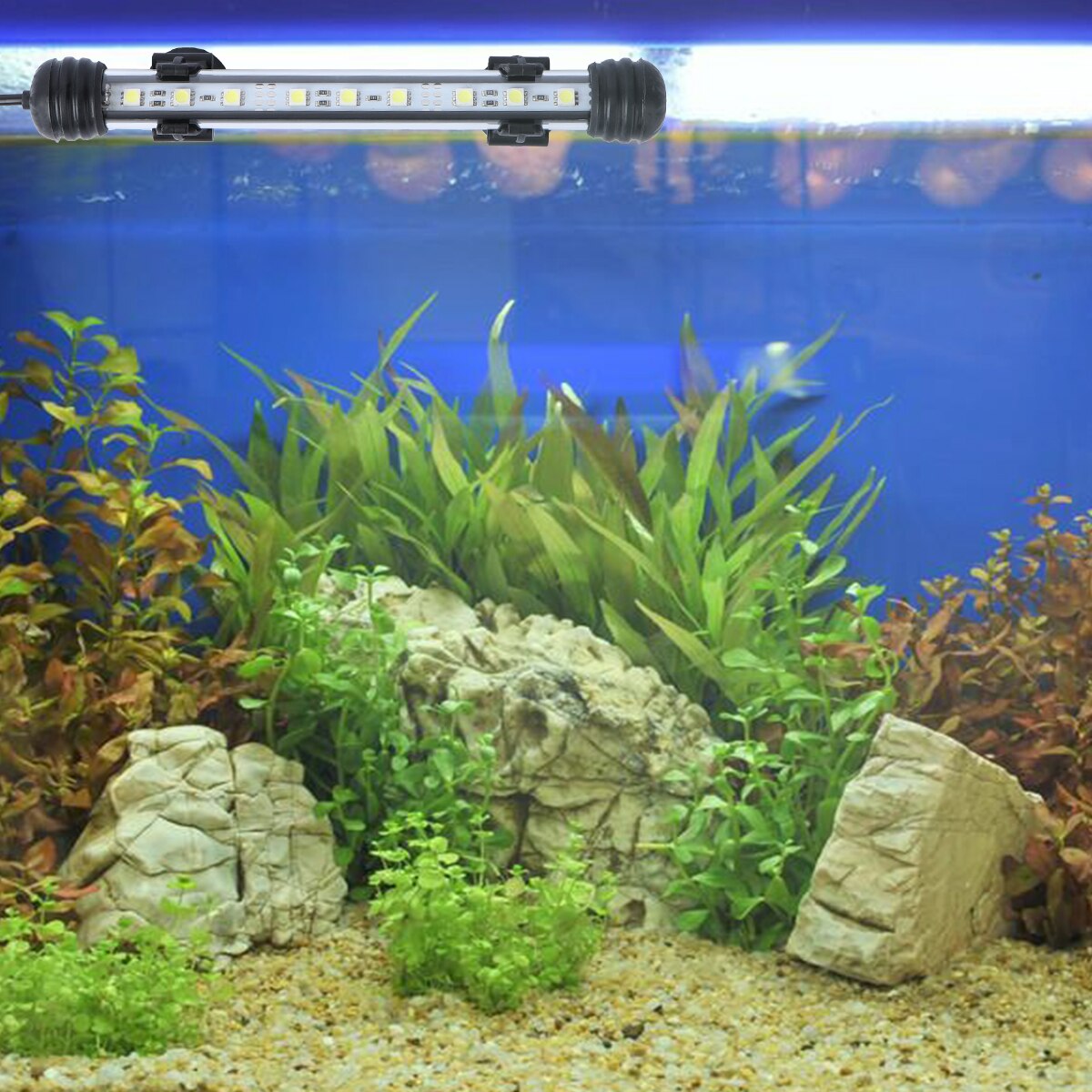 1Pc Aquarium Light Landscape Lighting Lamp Waterproof LED Lighting Lamp Fish Tank Decorative Lamp for Fish Tank (19CM with US