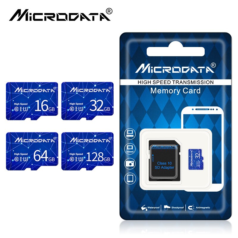Blauw Class 10 Micro Sd Tf Card Sdhc/Sdxc Tf 64Gb 128Gb 32Gb 16Gb Micro sd Kaarten Volledige Geheugen Kaarten Voor Telefoon Tablet