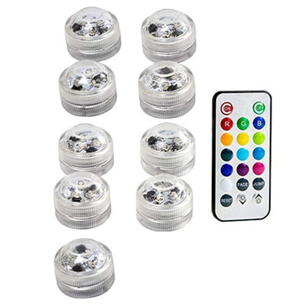 Battery Operated Multi Color Submersible LED Underwater Light for Fish Tank Pond Swimming Pool Wedding Party IP68 Waterproof: 9 lamp 1controller