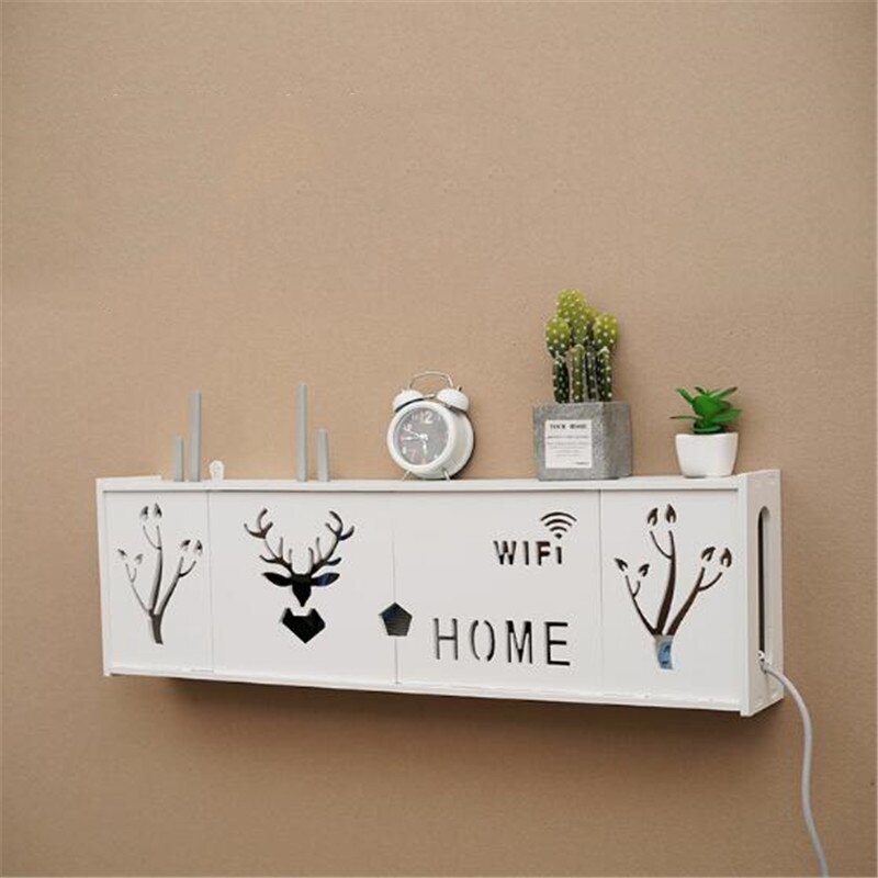 Storage Box Wireless Wifi Router Wall Hanging Plug Board Bracket Cable Organizer PVC Panel Shelf Home Decor