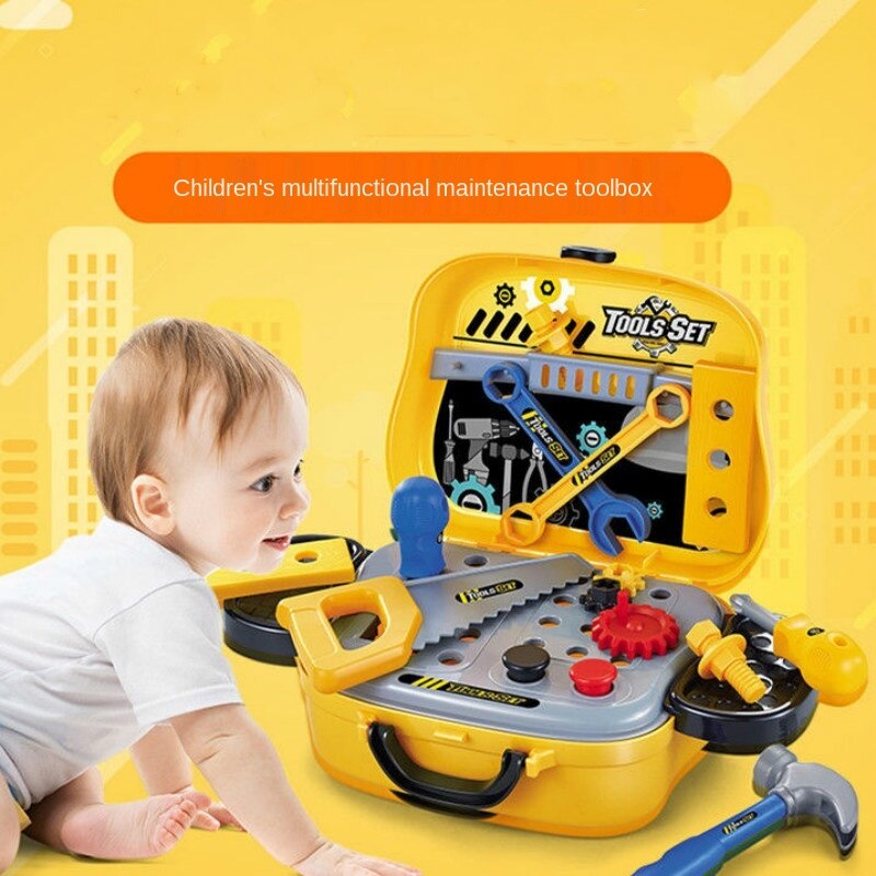 Suitcase Kids Toy Disassembly Pretend Play Simulation Repair Tool Box Set Smooth DIY Cartoon Screwdriver Home Portable