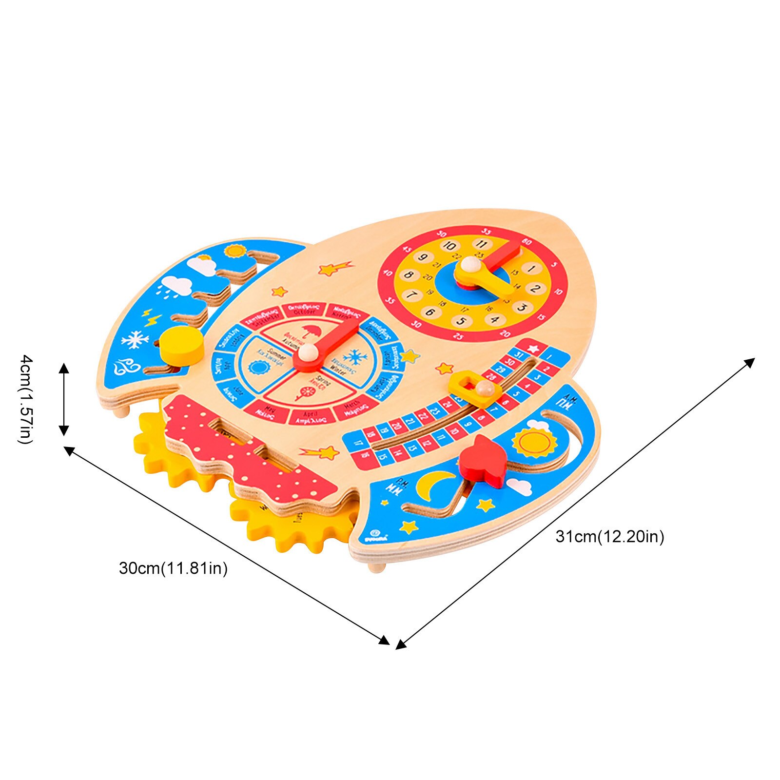 1pc Wooden Clock Cartoon Calendar Board Wooden Matching Time Toy Deck Ornaments Photography Props Decorative Matching Toys