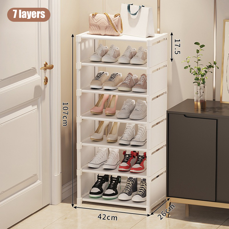 Mehrere Schichten, Schuh-Organizer, Verwendung ein der Tür, Schuhregal-Organizer, Vliesstoff-Gestell, stapelbares Regal, verstellbar, platzsparend: lila farbe