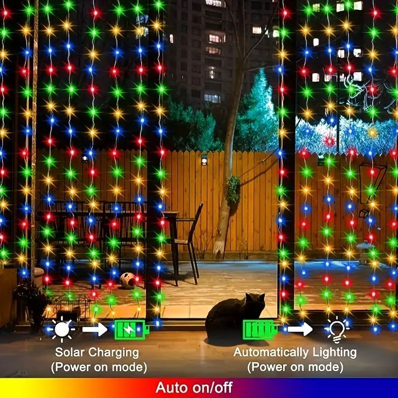 600/300/200/100LED luces de cortina solares luces de hadas al aire libre luces LED decoraciones de boda de Navidad luces de cadena decoración de jardín