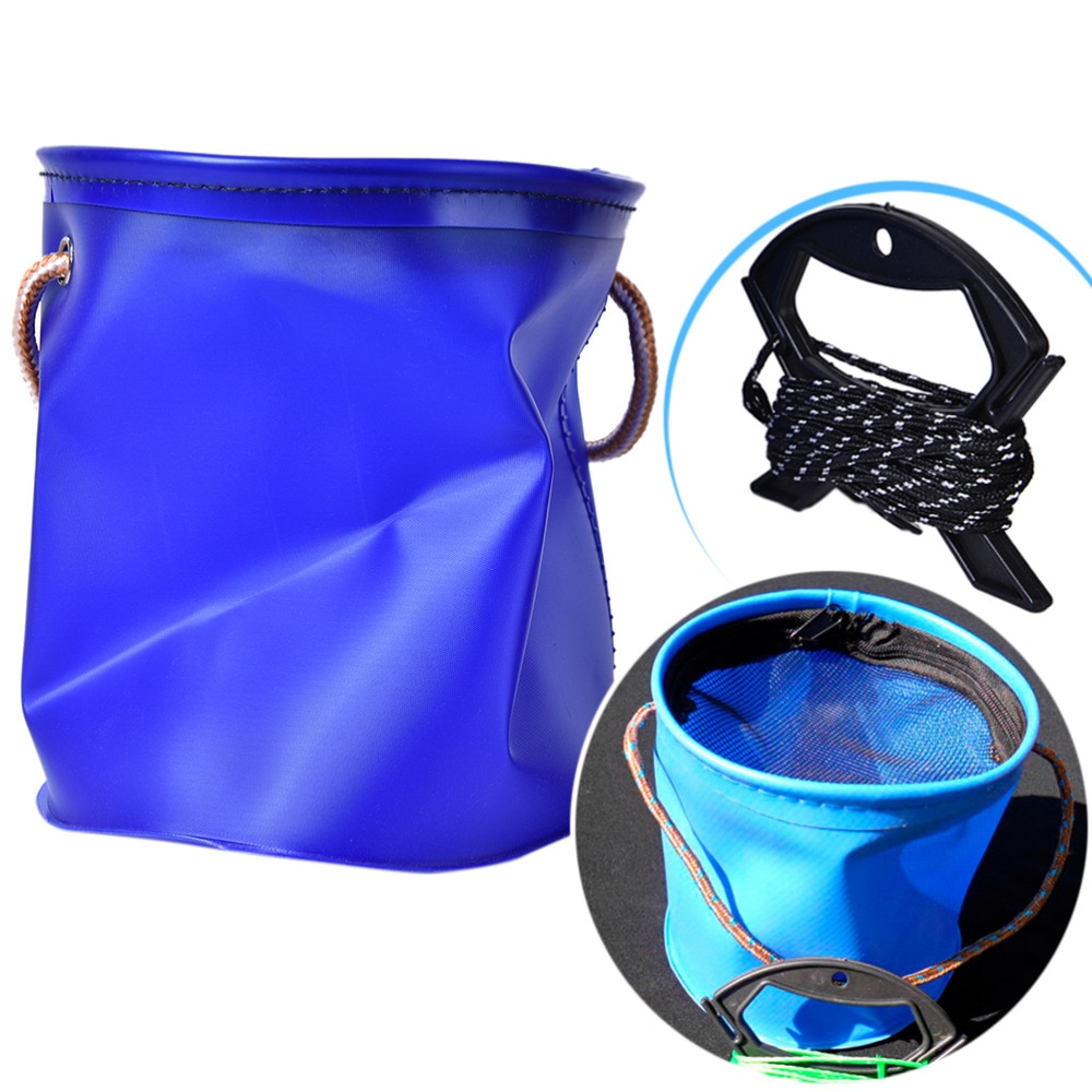 1Pcs Outdoor Fish Tackles Canvas Fishing Bucket Tackle Tools Bag Folding Bucket Portable Camping Hiking