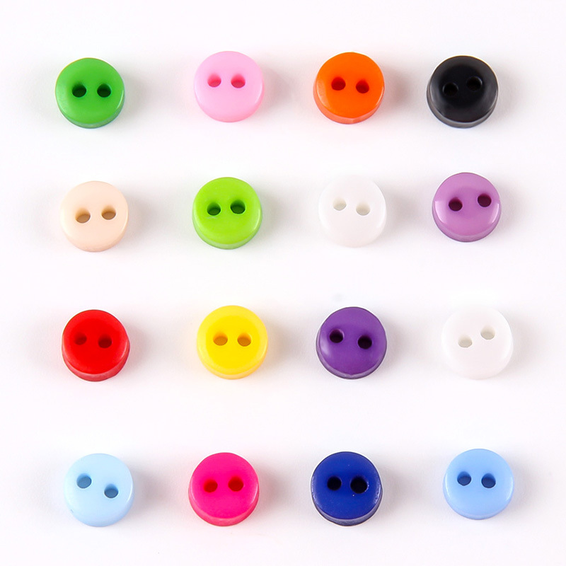 100 Uds. Mini botones de resina de 6mm, accesorios de costura coloridos para ropa infantil, álbum de recortes DIY con dos agujeros