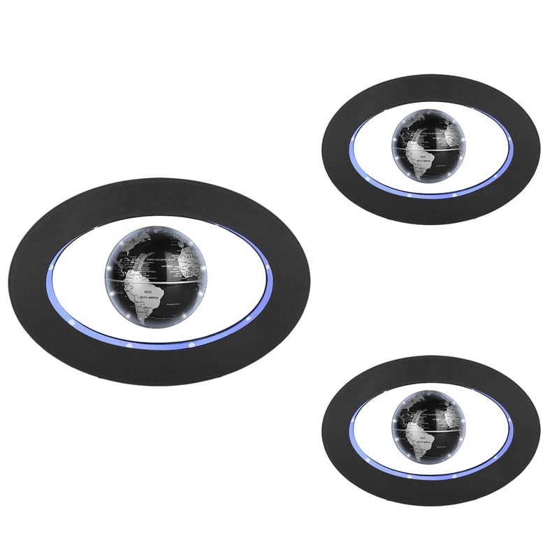 Floating Globe Magnetic Globe World Map Magnetic Levitation Globes Oval-Frame Led English Blue Globe for Kids