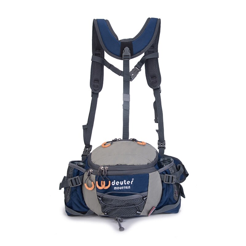 Afneembare Dubbele Schouderriem Heuptas Outdoor Bergbeklimmen Wandelen Rugzak Waterdichte Running Riding Bag Voor Mannen Vrouwen: Dark Blue