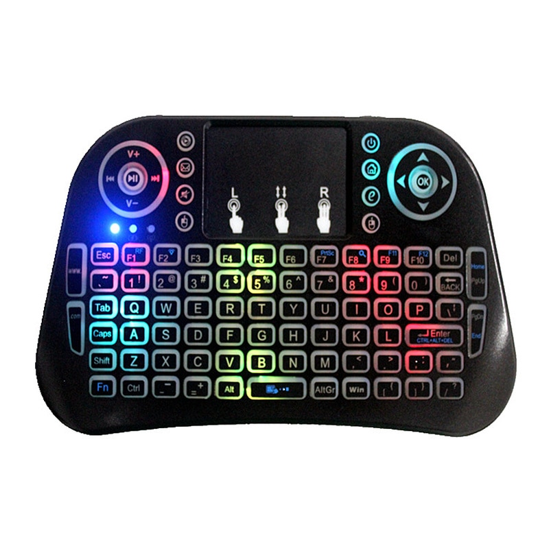 7 Color Backlit I8 Mini Wireless Keyboard 2.4ghz English Russian 3 Colour Air Mouse with Touchpad Remote Control Android TV Box