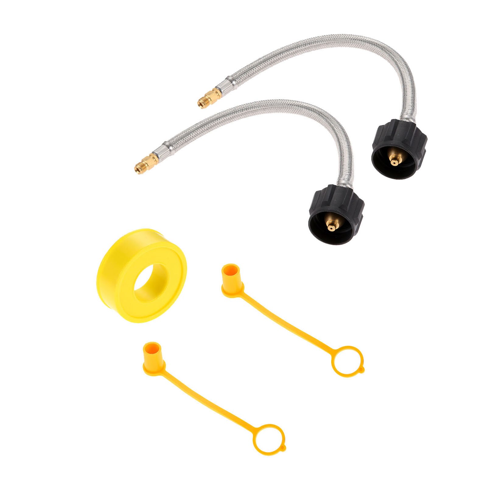 5pcs/kit 12in Pigtail Stainless Braided RV Propane Hose Connector 1/4 Inverted Male Flare Marshall Excelsior/Fairview Changeover