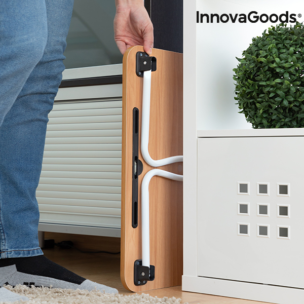 InnovaGoods | Mesa Plegable Auxiliar Multiuso | mesilla plegable sofá , mesa para el sofa , mesilla auxiliar para la cama , mesa para trabajar en sofá y cama , mesa soporte ordenador multiusos , Plaza