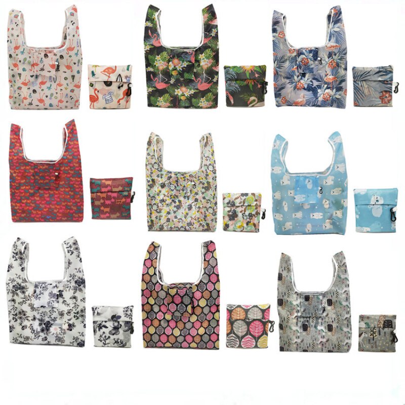 Portable Square Bag Reusable Storage Bag Fashionable Low Carbon Polyester Shopping Bag Storage Portable Strawberry Folding Bag