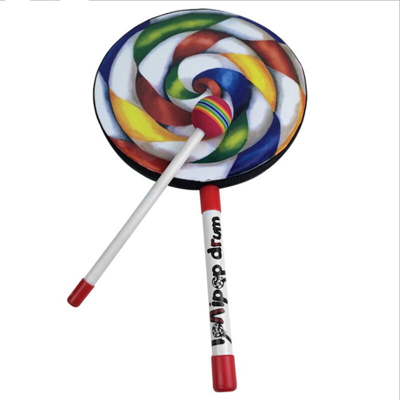 Patrón de piruletas, instrumento de percusión de tambor colorido para niños, guardería, Educación Musical, Educación Temprana