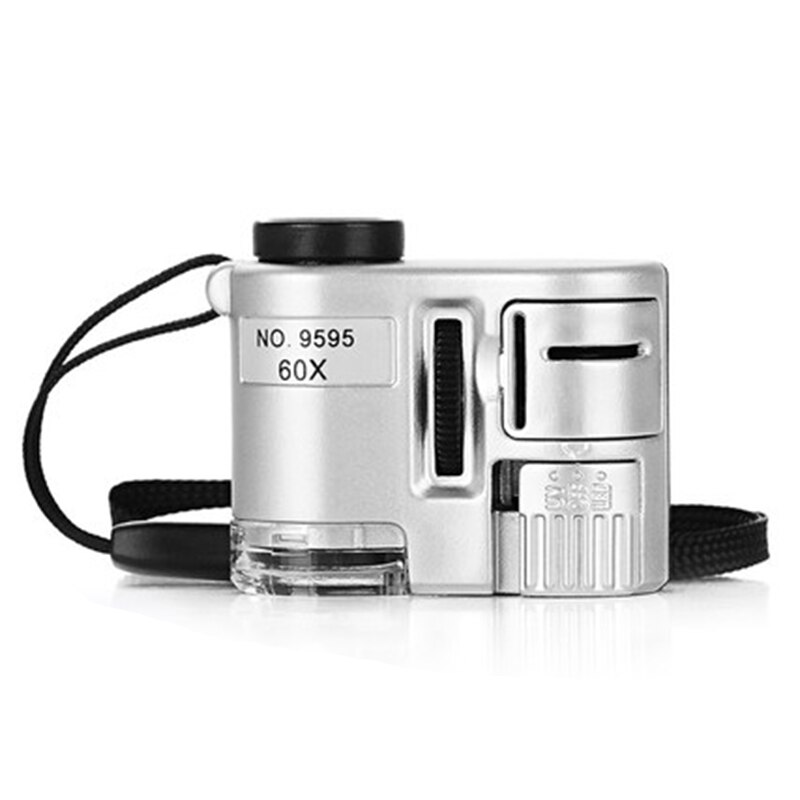 60X Magnifying Loupe With LED Light UV Light Luminated Pocket Microscope Handheld Jewelry Magnifier For Jewelry White